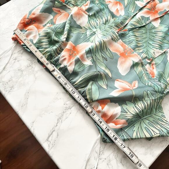 Akira Strapless Green Tropical Floral Flowy Slit Maxi Dress women’s size medium - Picture 9 of 11